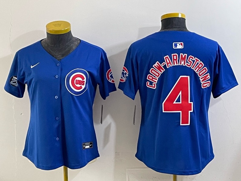 Women Chicago Cubs #4 Crow-Armstrong Blue Nike MLB 2025 Jersey 001